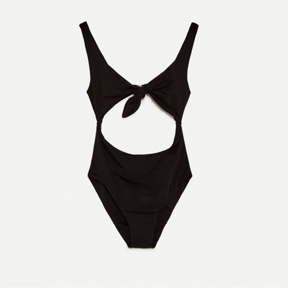 Zara Cut Out Front Tie One Piece Swimsuit L